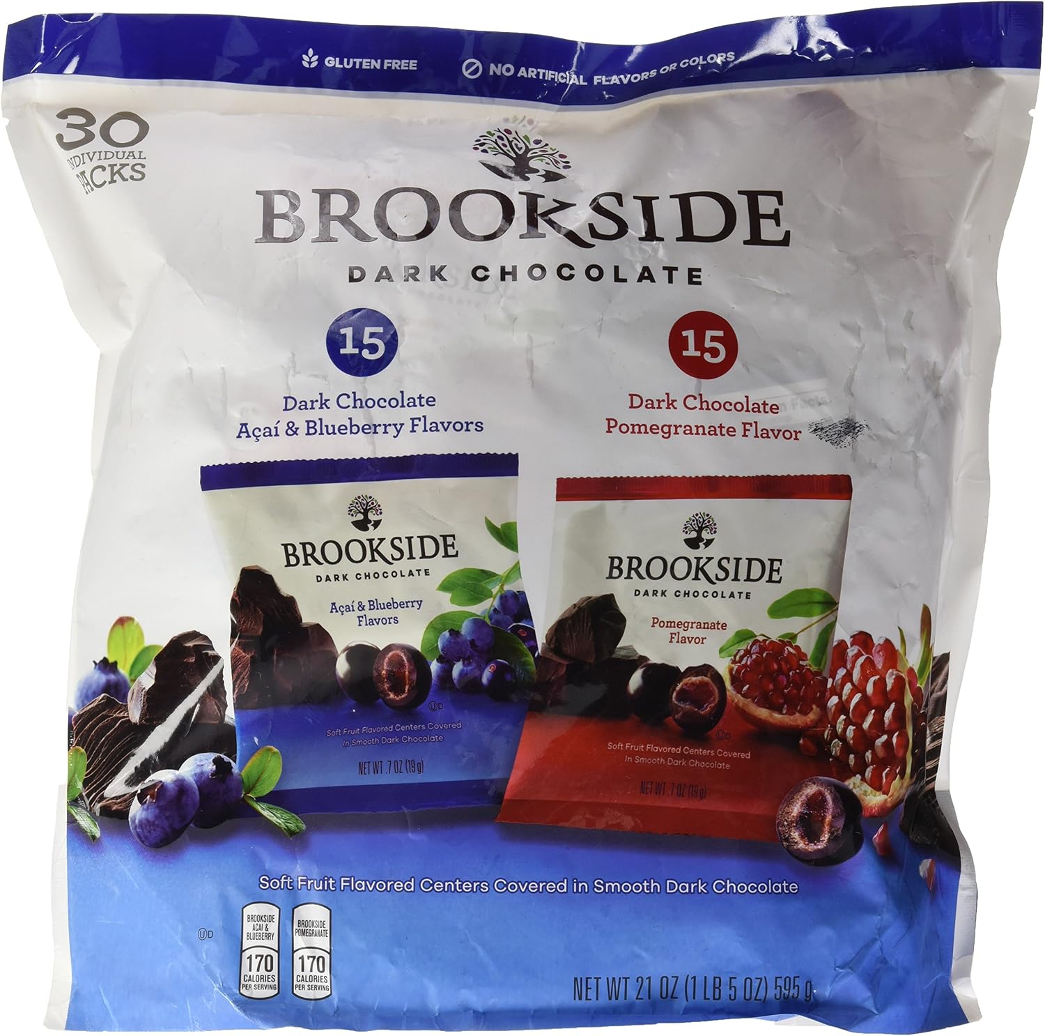 Hershey's Brookside Dark Chocolate Variety Pack front view showing flavor pouches