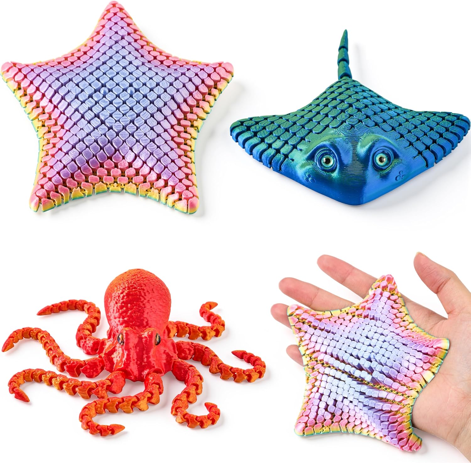 Joyin 3 Pieces Articulated 3D Printed Fidget Toys front view set