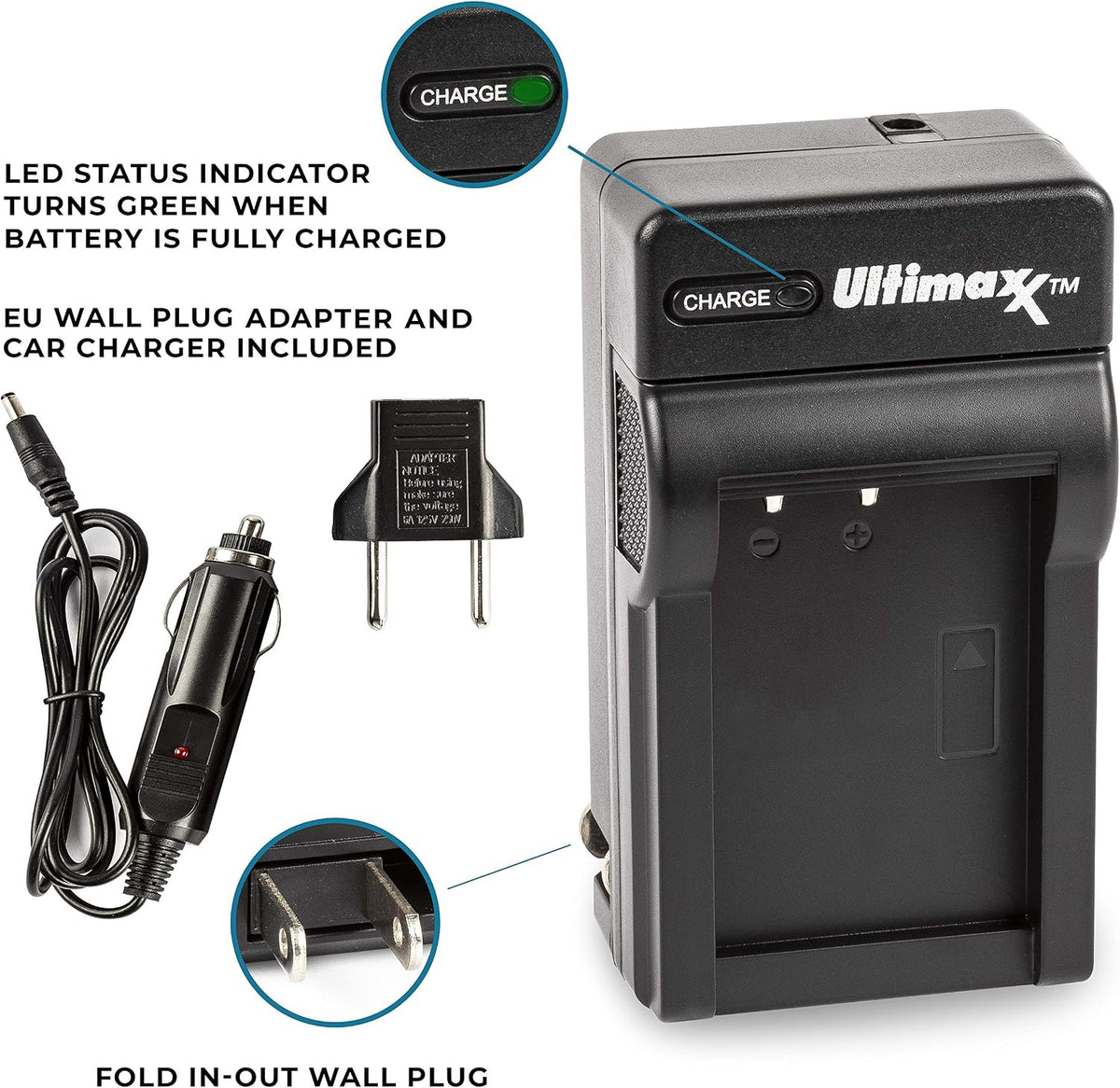 Ultimaxx AC/DC Rapid Home & Travel Charger with 2X EN-EL20 Extended Life Battery (1500mAh / 7.4V / 11.1Wh) for Nikon Coolpix P1000, DL24-500, Coolpix A, 1 AW1, 1 J1, 1 J2, 1 J3, 1 S1, 1 V3 - Image 6