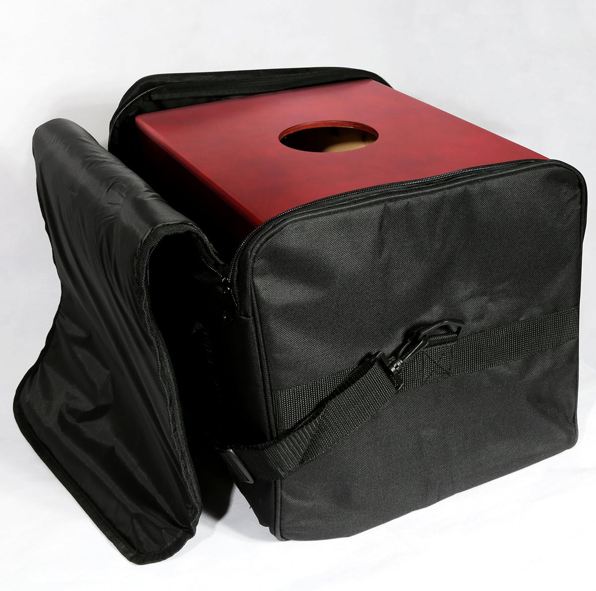 Pyle travel storage bag protecting wooden cajon box