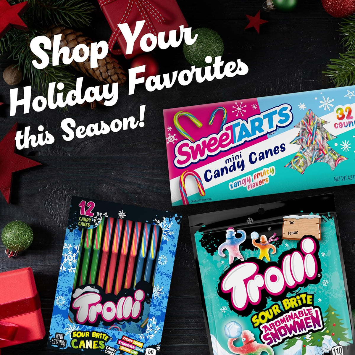 Dropy India imported SweeTARTS festive mini holiday candy canes for stockings