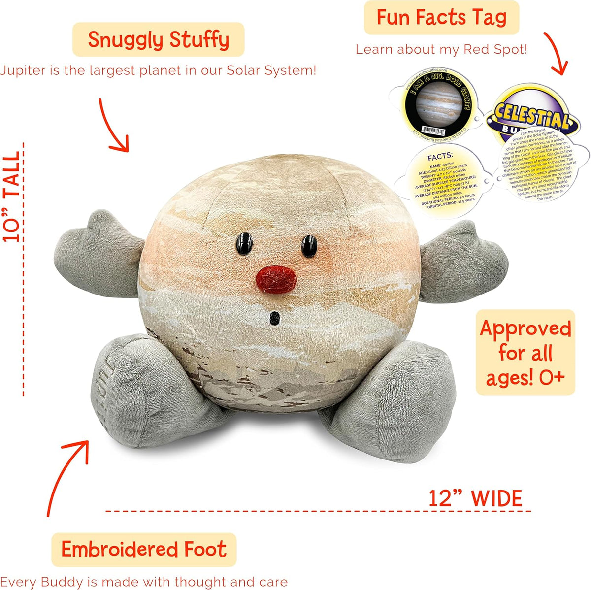 Celestial Buddies Jupiter Buddy side profile showing embroidered details