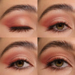 Travel size rosy eyeshadow quad swatches on various skin tones