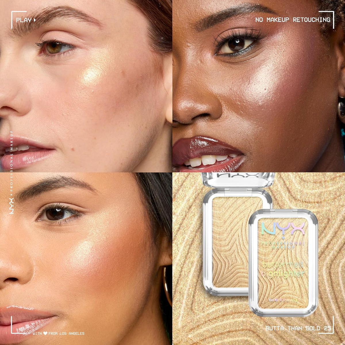 NYX PROFESSIONAL MAKEUP Buttermelt Highlighter, Powder Highlighter Makeup, With Up to 12H Wear and High Impact Glow - 25 Butta Than Gold (Light Gold) - Image 4