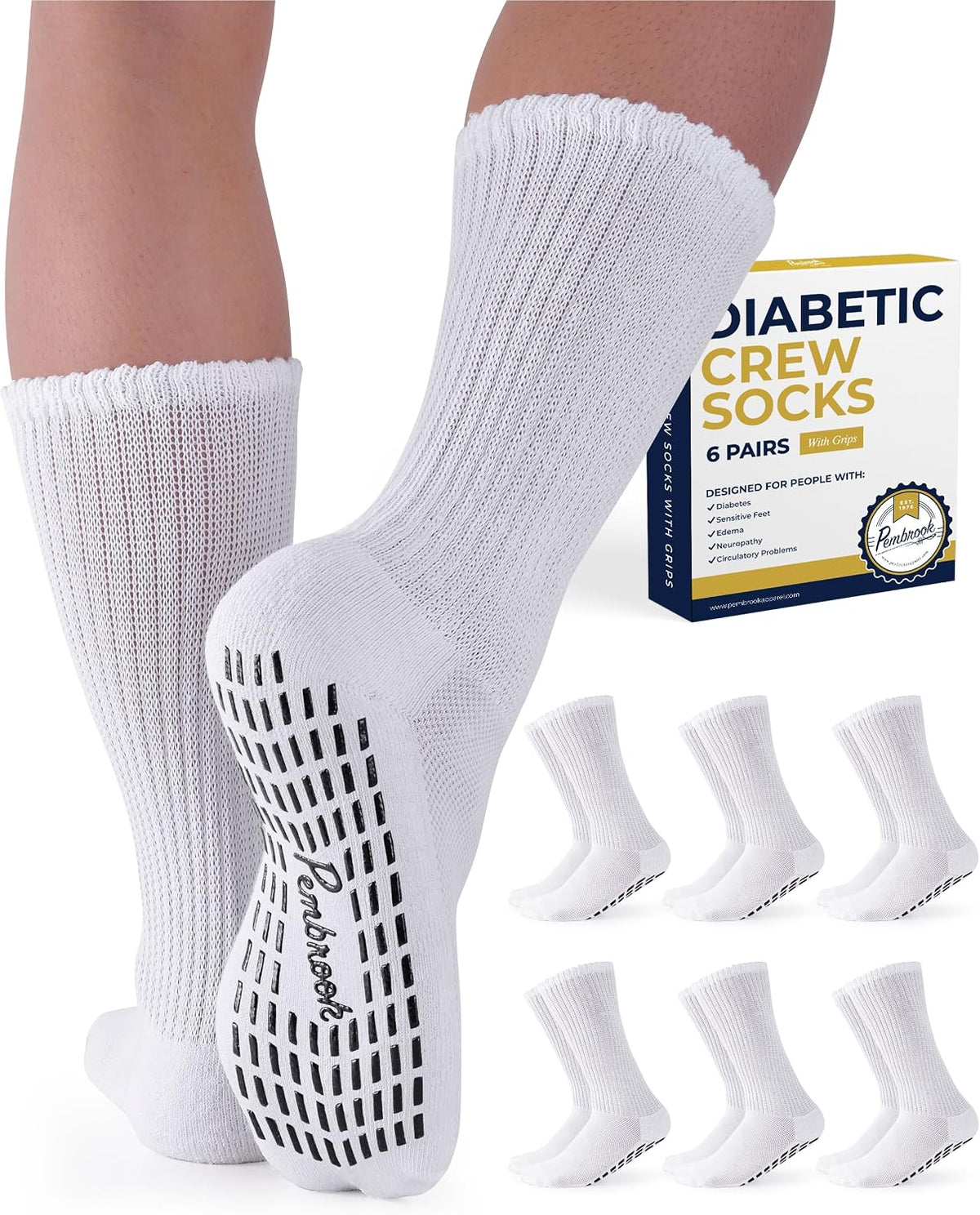 Pembrook(R) Frill Knit Diabetic Socks for Women & Men with Bamboo Viscose - 6 Pairs Non Binding Wide Neuropathy Socks for Women - Image 10