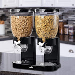 Zevro cereal dispenser showing transparent dual canisters