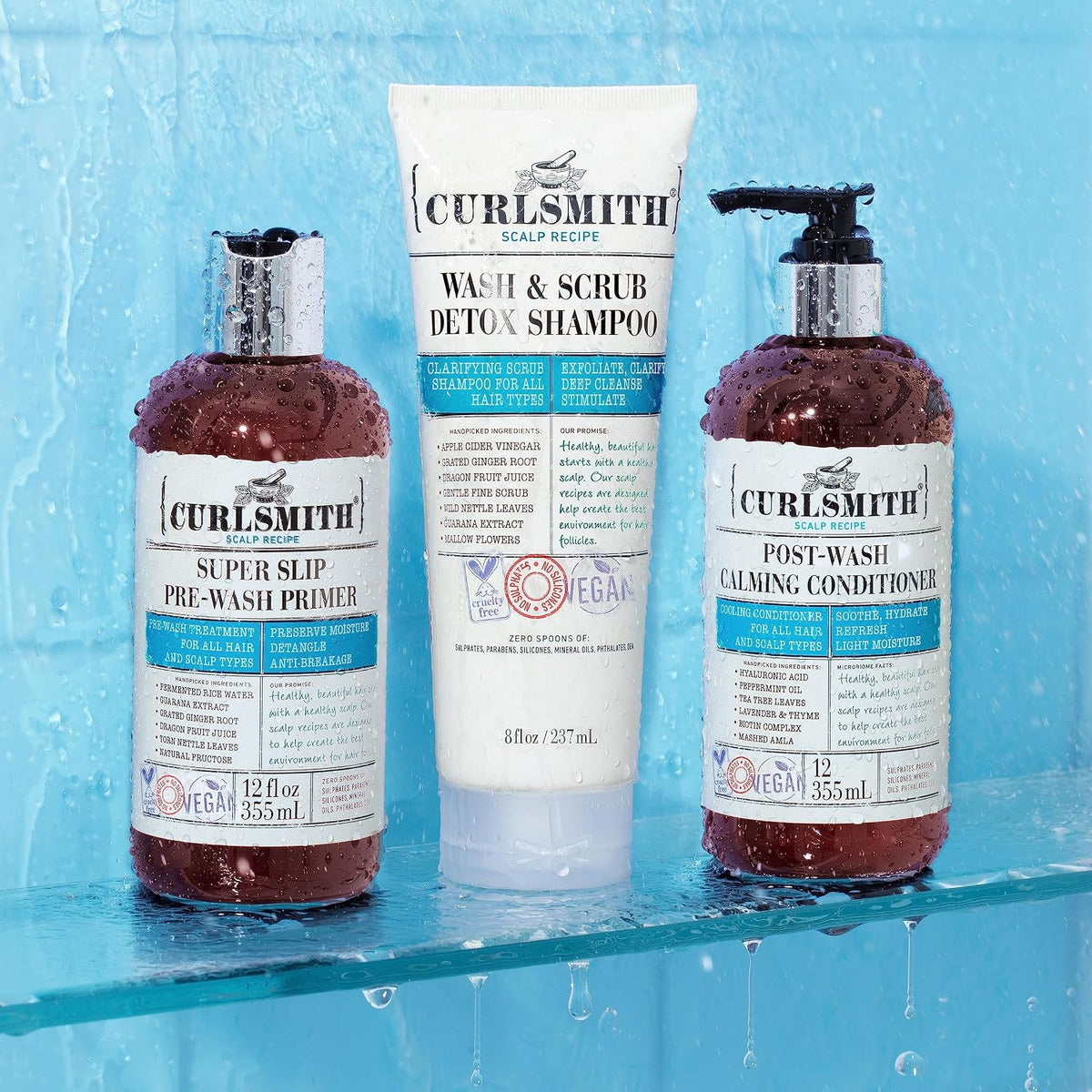 Curlsmith Wash and Scrub Detox Shampoo texture and packaging