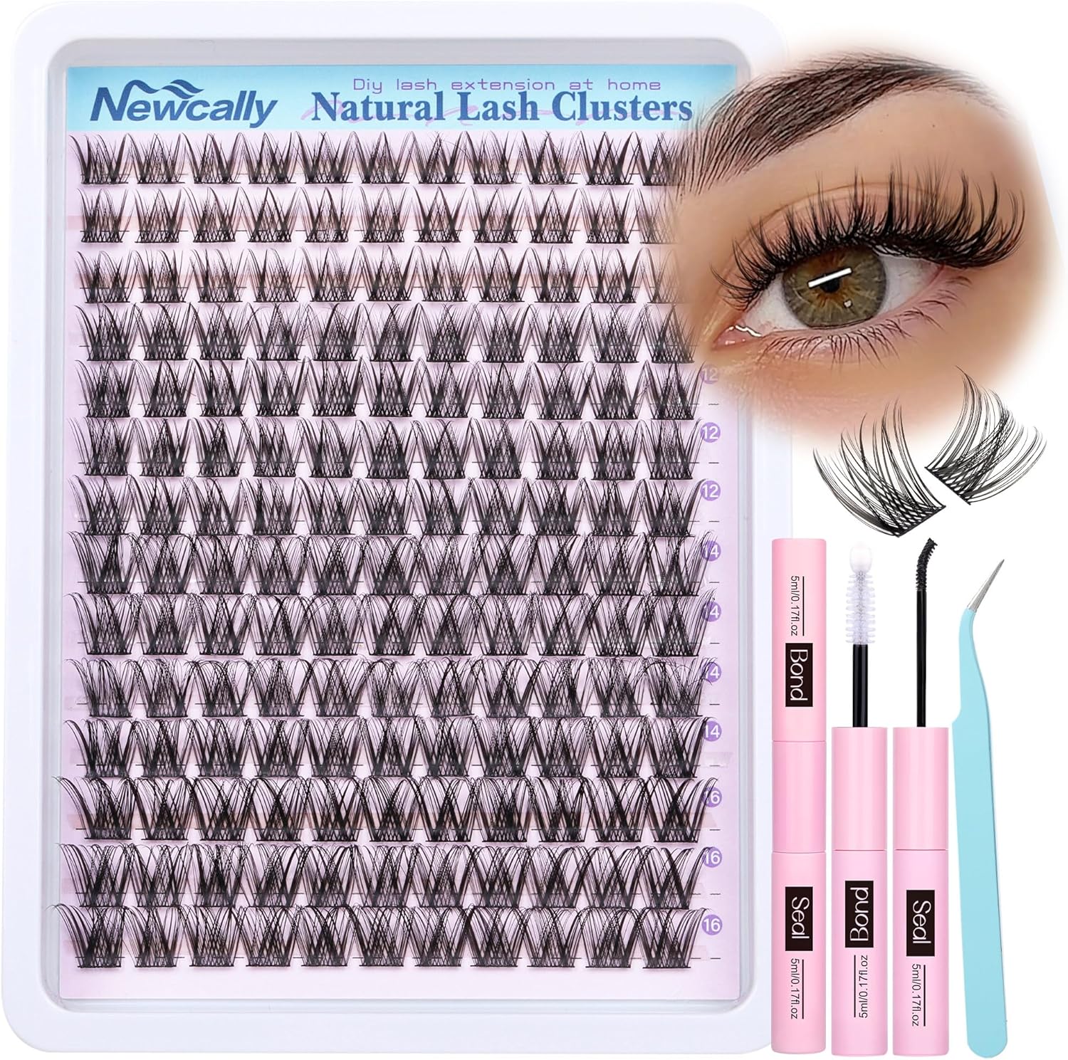 Newcally Wispy Natural Lash Clusters Kit front view
