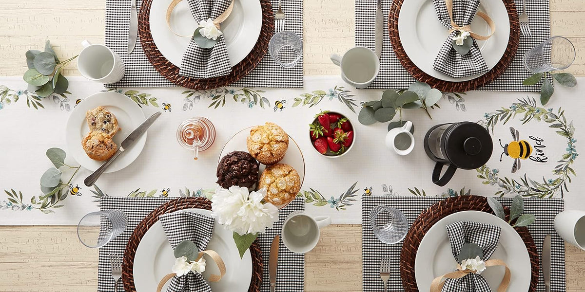 DII Bee Kind gingham napkin set lifestyle display