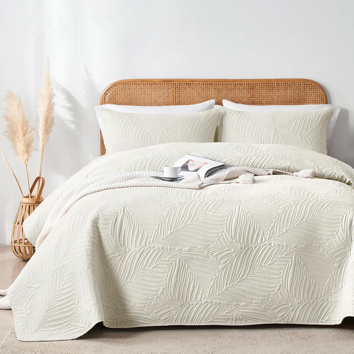 OARAGE Twin Quilt Bedding Set Soft Lightweight Black Bedspread with Leaf Pattern Ultrasonic Microfiber Bed Coverlet for All Season (1 Quilt,1 Sham) - Image 14