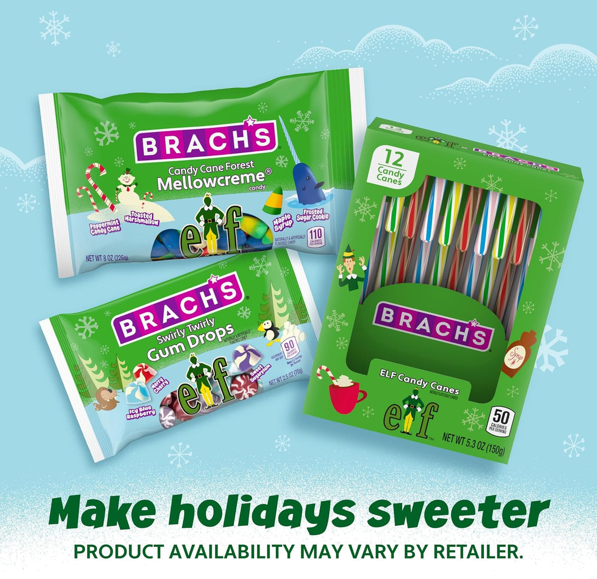 Brach's Elf Holiday Candy Canes close up of nutrition and ingredient label.