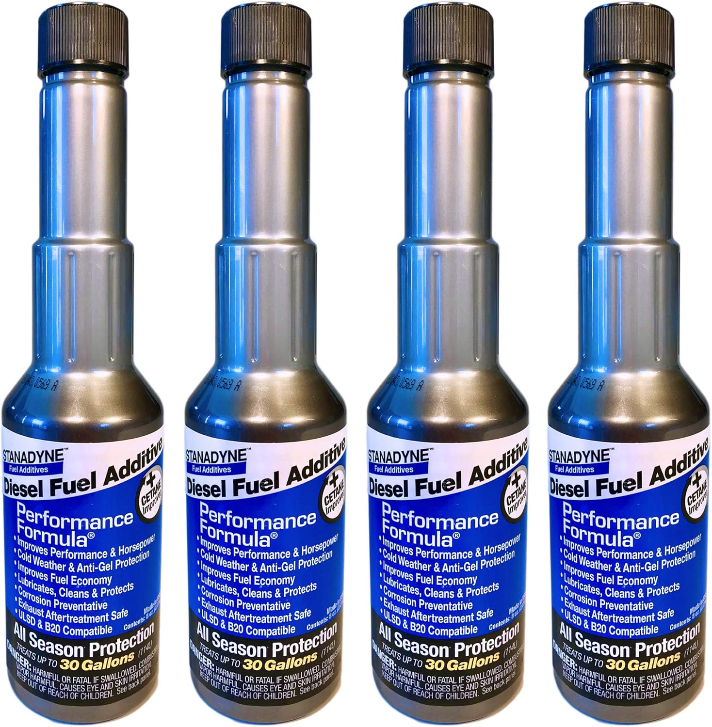 Stanadyne Performance Formula diesel fuel additive four pack front view for engine efficiency