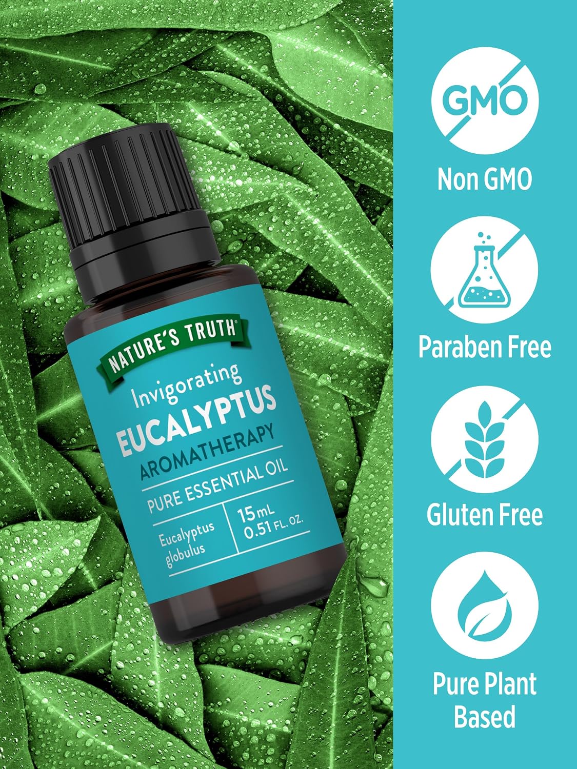 Nature's Truth eucalyptus oil packaging label details