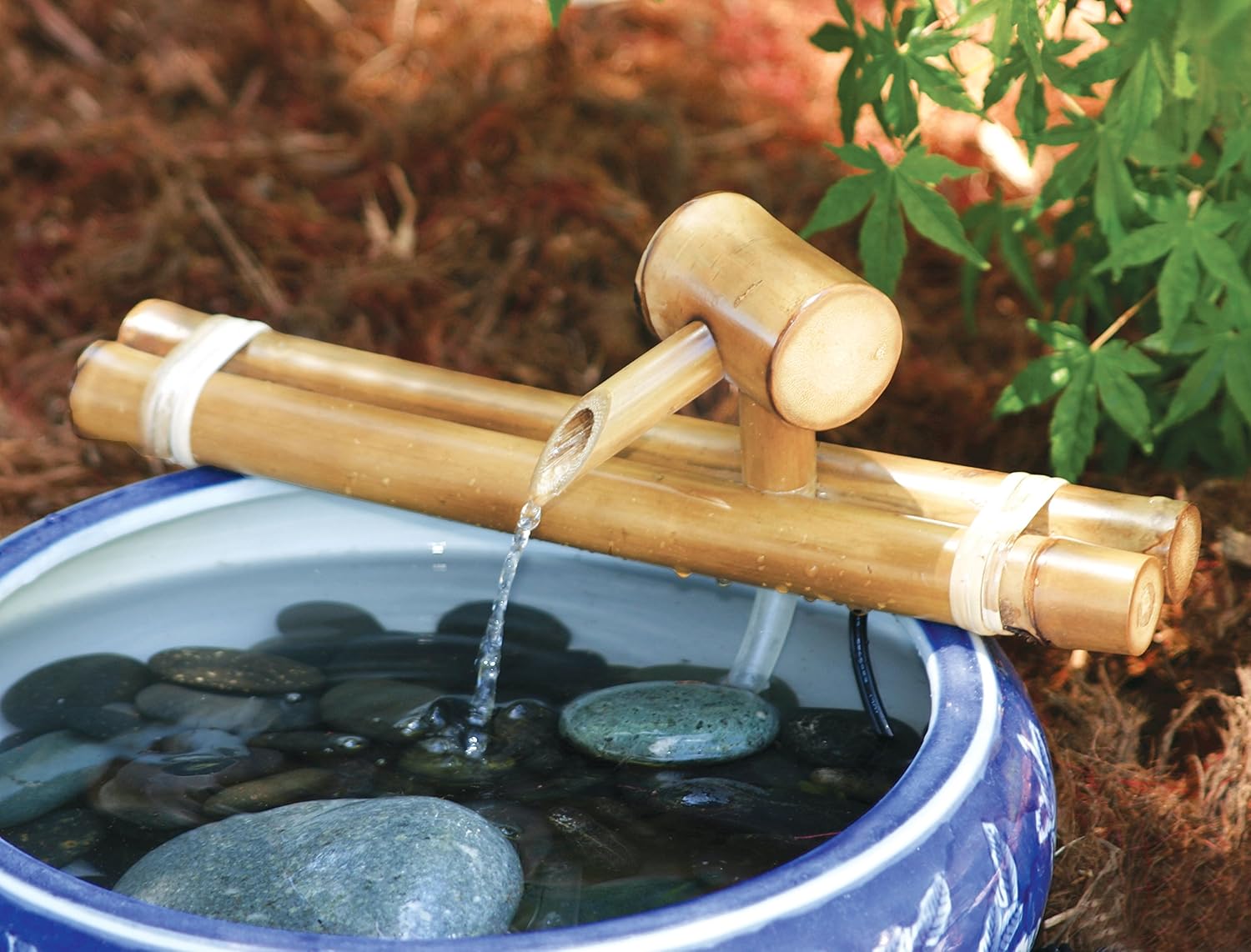 Bamboo Accents 12 inch Classic Natural Bamboo Fountain and Pump Kit for Use with Any Container. Split Resistant, Handmade, Indoor Outdoor - Image 1