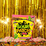 Sour Patch Kids watermelon chewy candy showing texture and sour sugar crystals.