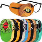 Newcotte 12 Piece Kids Eye Patch front view showcasing colorful spooky patterns