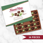 Cross section view highlighting the creamy mint center inside the milk chocolate.