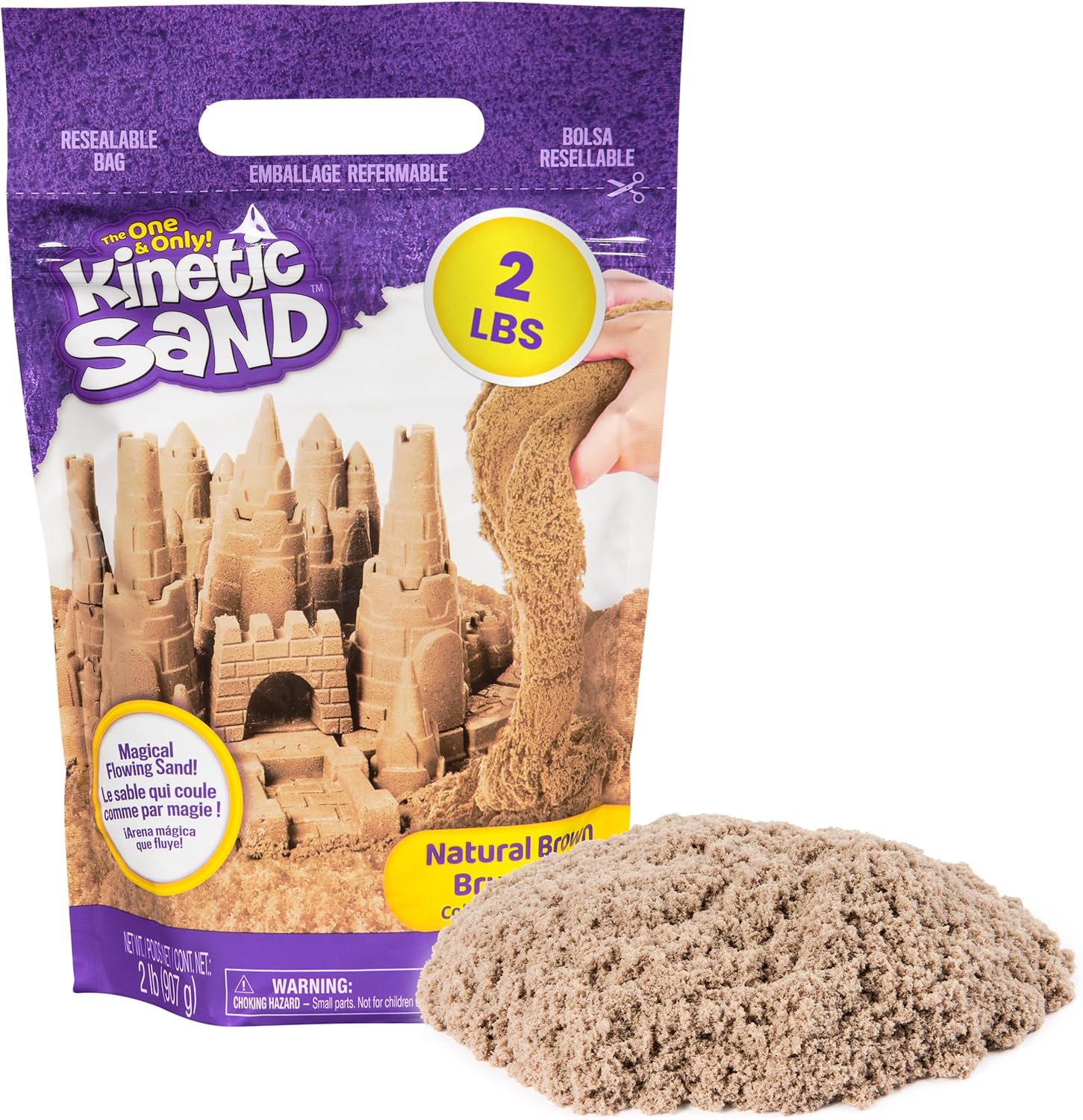 Kinetic Sand Natural Brown two pound resealable bag front view sensory toy for kids