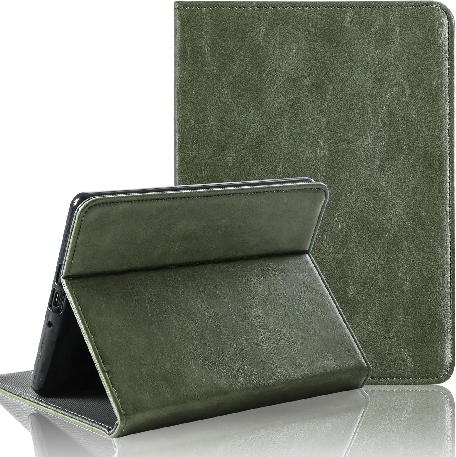 Pibibroty vintage green leather Kindle case front view