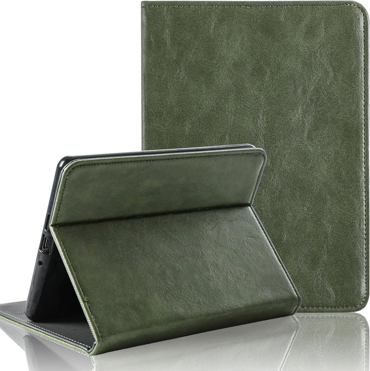 Pibibroty vintage green leather Kindle case front view