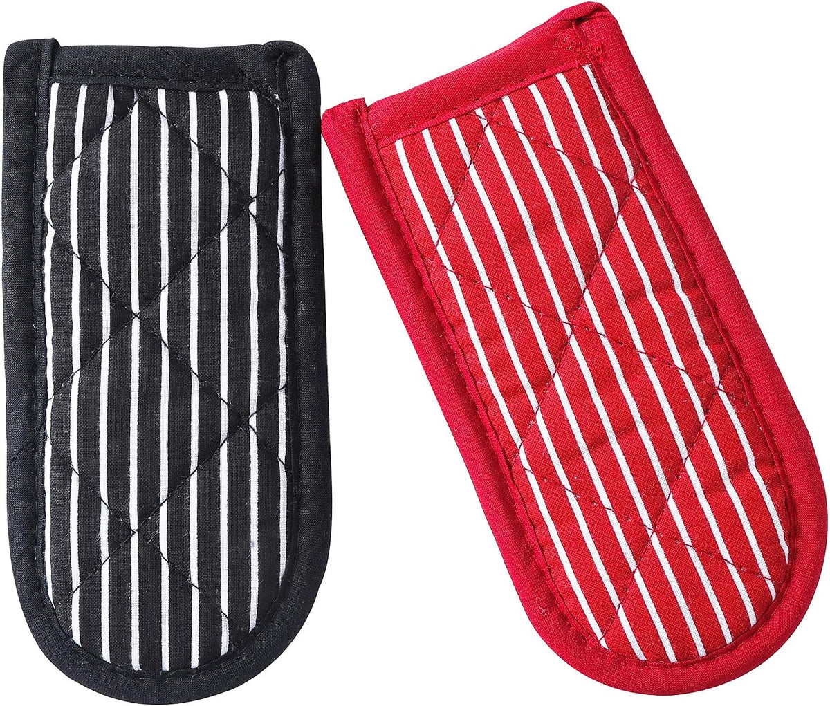 Leadiy cast iron skillet handle covers front view with striped pattern