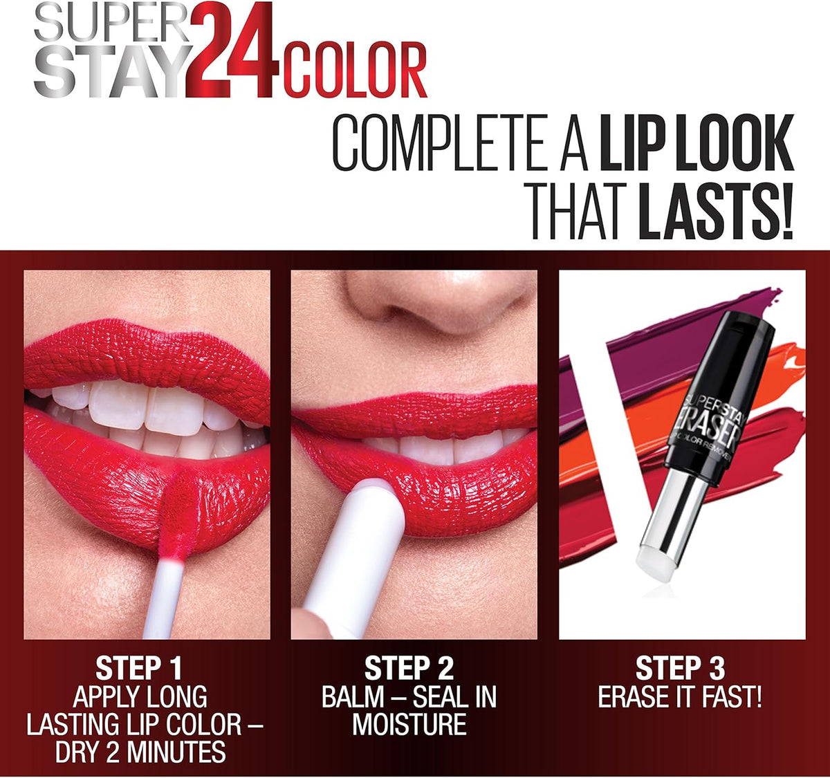 Maybelline Super Stay 24, 2-Step Liquid Lipstick Makeup, Long Lasting Highly Pigmented Color with Moisturizing Balm, Keep Up The Flame, Red, 1 Count - Image 9