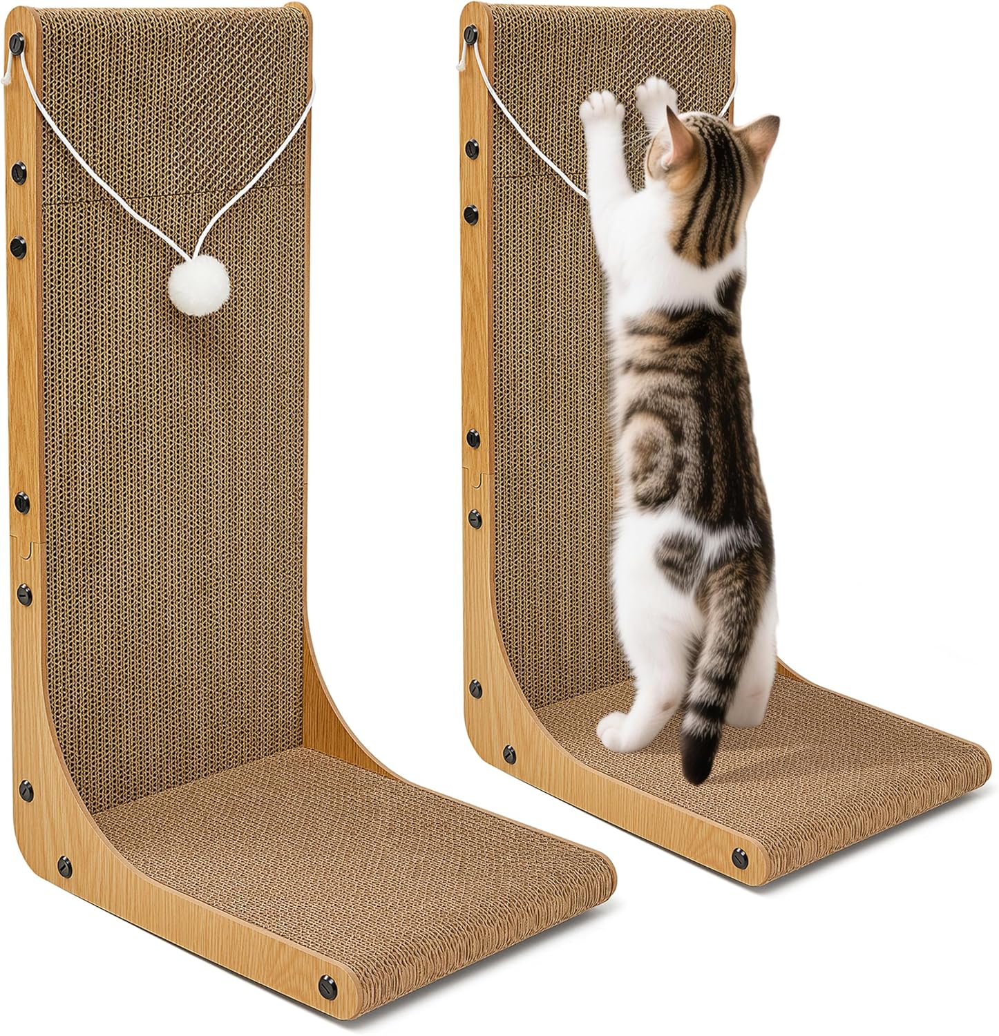 Markarbarka L-shaped cardboard cat scratcher front view premium indoor pet scratching pad