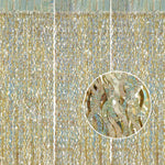 CYLMFC champagne gold foil fringe backdrop front view for premium party decor.
