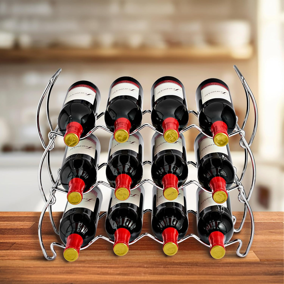 Sorbus wine rack displayed inside a kitchen cabinet
