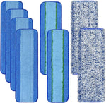 DLAIMI microfiber cleaning pad 8 pack front view showing blue and green floor mop refills
