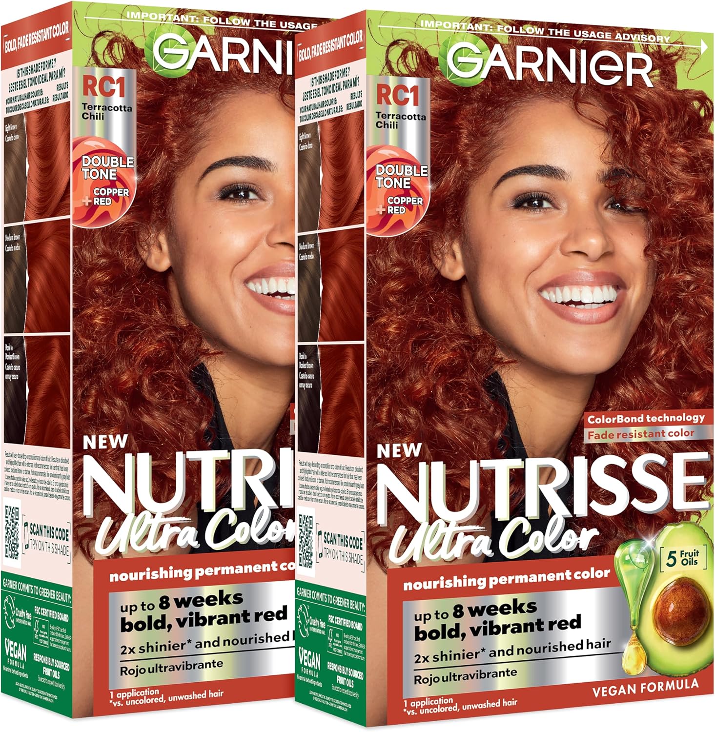 Garnier Nutrisse Ultra Color RC1 Terracotta Chili hair color box front view imported USA