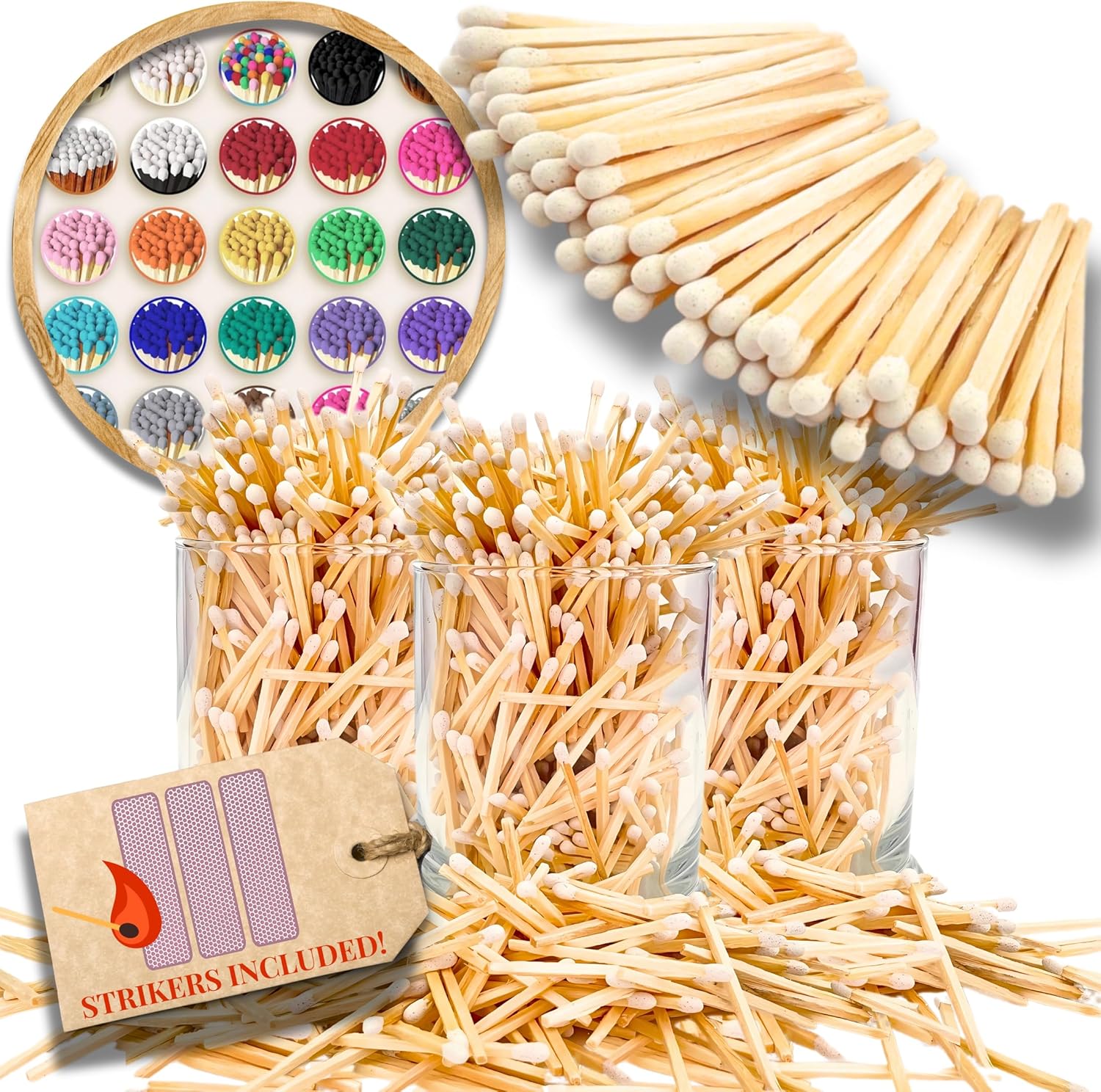 Winecraft 500 Count White Matches front view of premium wooden safety matches