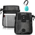 SZO Dog Treat Pouch in black showing the front view with mesh pocket and premium nylon texture.