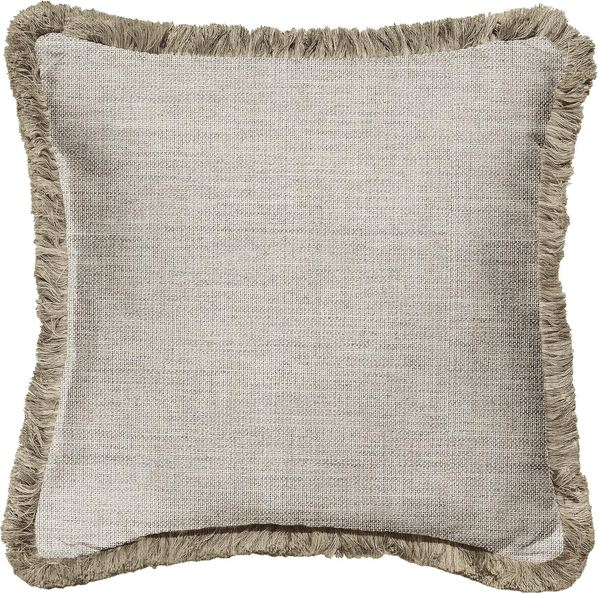 Sorra Home x Sunbrella Fringe Pillow, 18 x 18 x 6 inches, Canvas Natural and Taupe - Image 10
