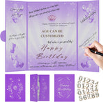 Purple 1st-99th Happy Birthday Party Decorations 18"x12" Birthday Guest Book for Men Women Suitable for All Ages Birthday Gifts Birthday Card - Image 1
