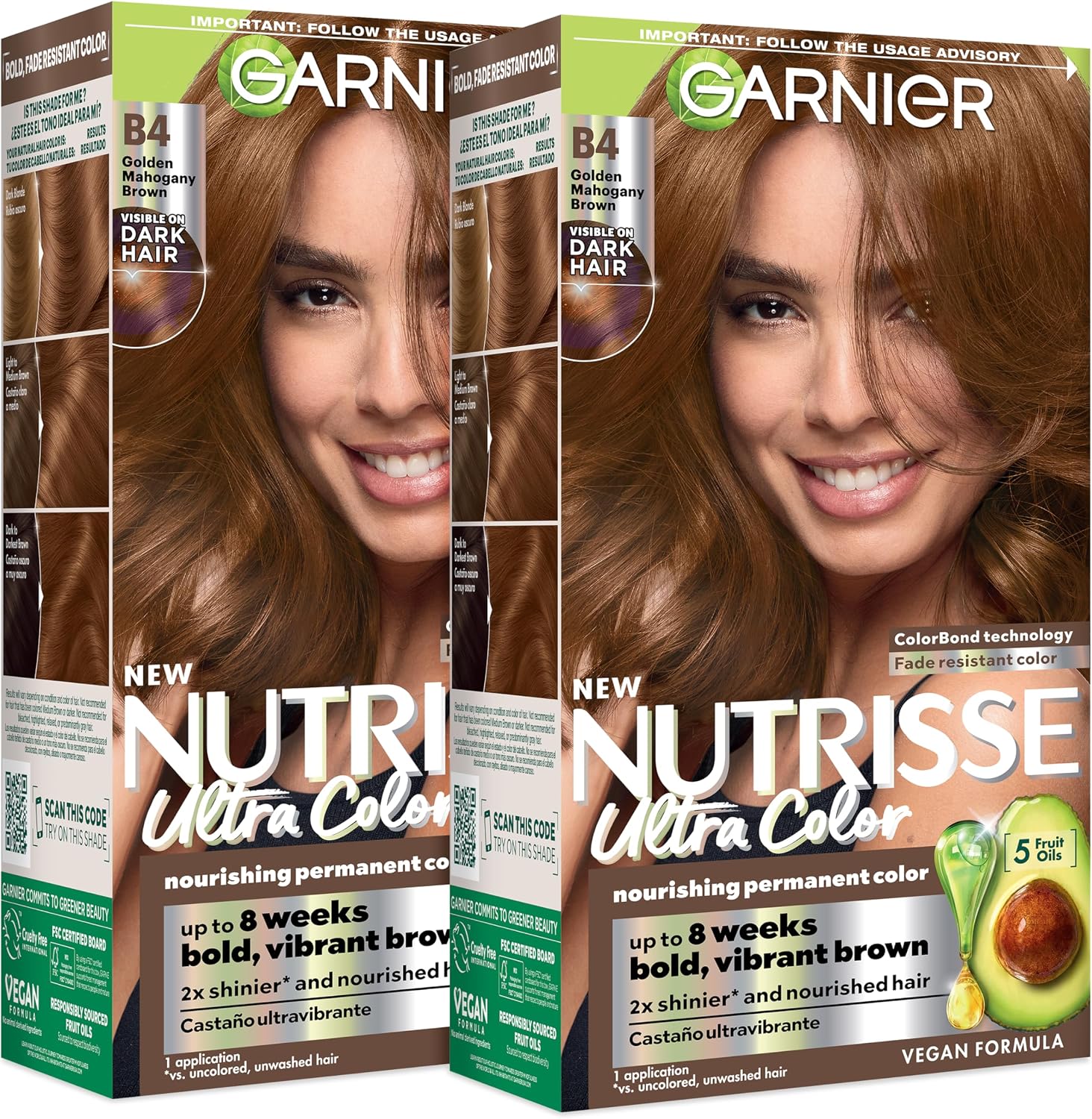 Garnier Nutrisse Ultra Color B4 Golden Mahogany Brown box set front view buy online