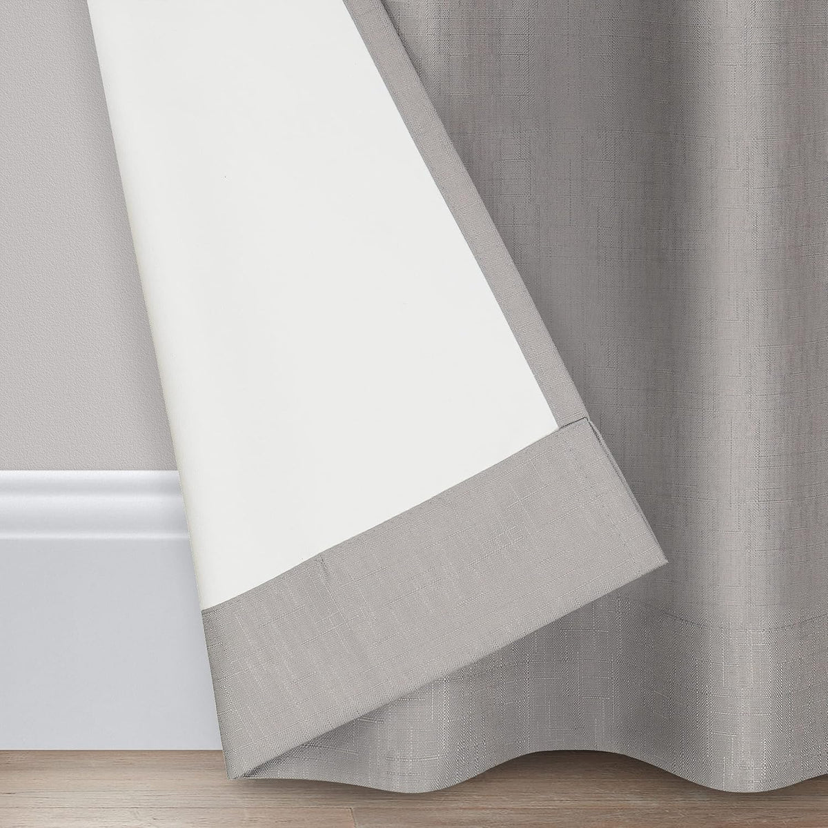 Eclipse grey blackout curtain styled in a modern bedroom