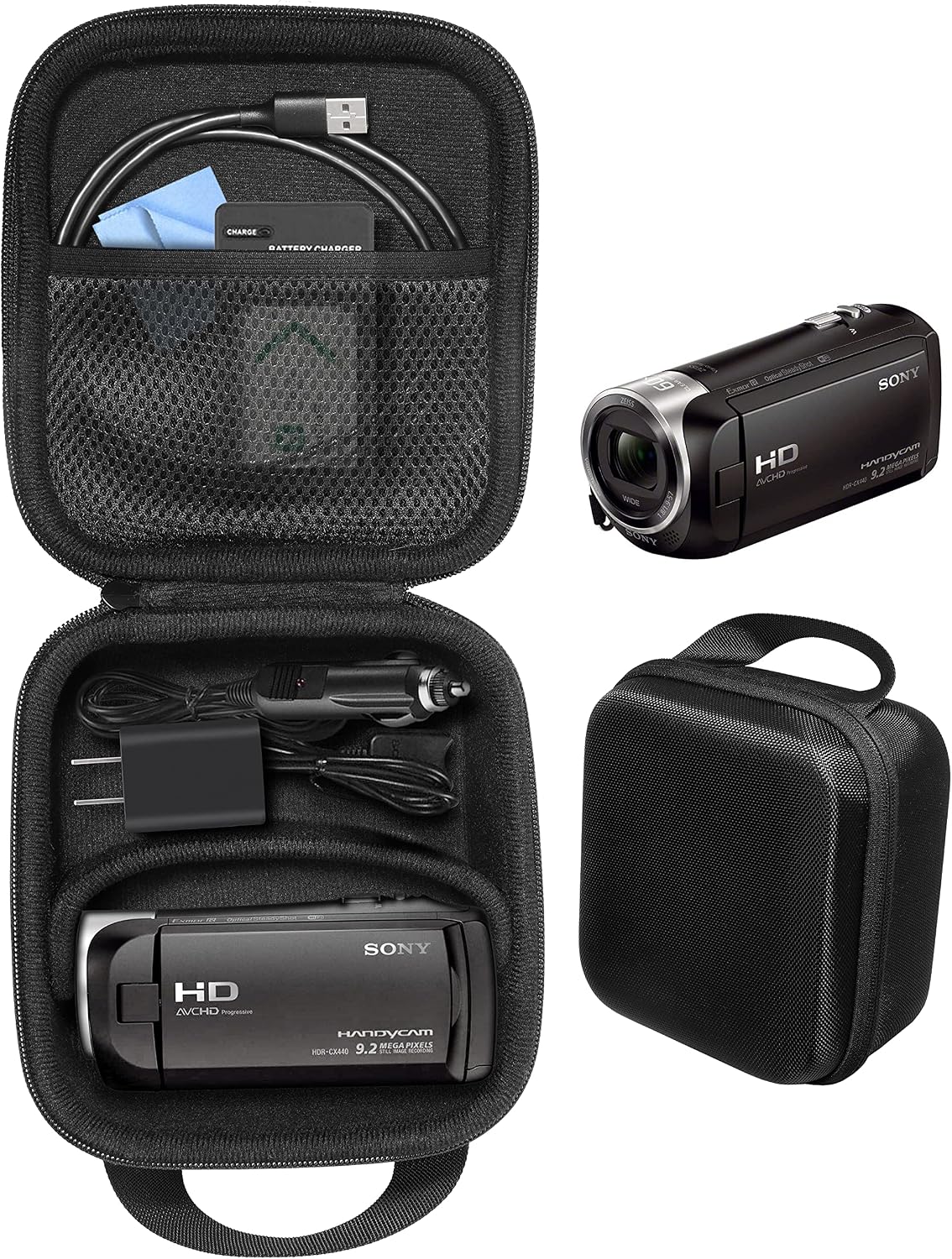 Camcorder Case for Sony HD Video Recording HDRCX440, HDRCX405 Handycam; Canon VIXIA HF R800, Panasonic HC-V180K, Kimire HD Recorder, Sony HDRAZ1VR/W, SiOnyx Aurora Day/Night Action Camera - Image 1