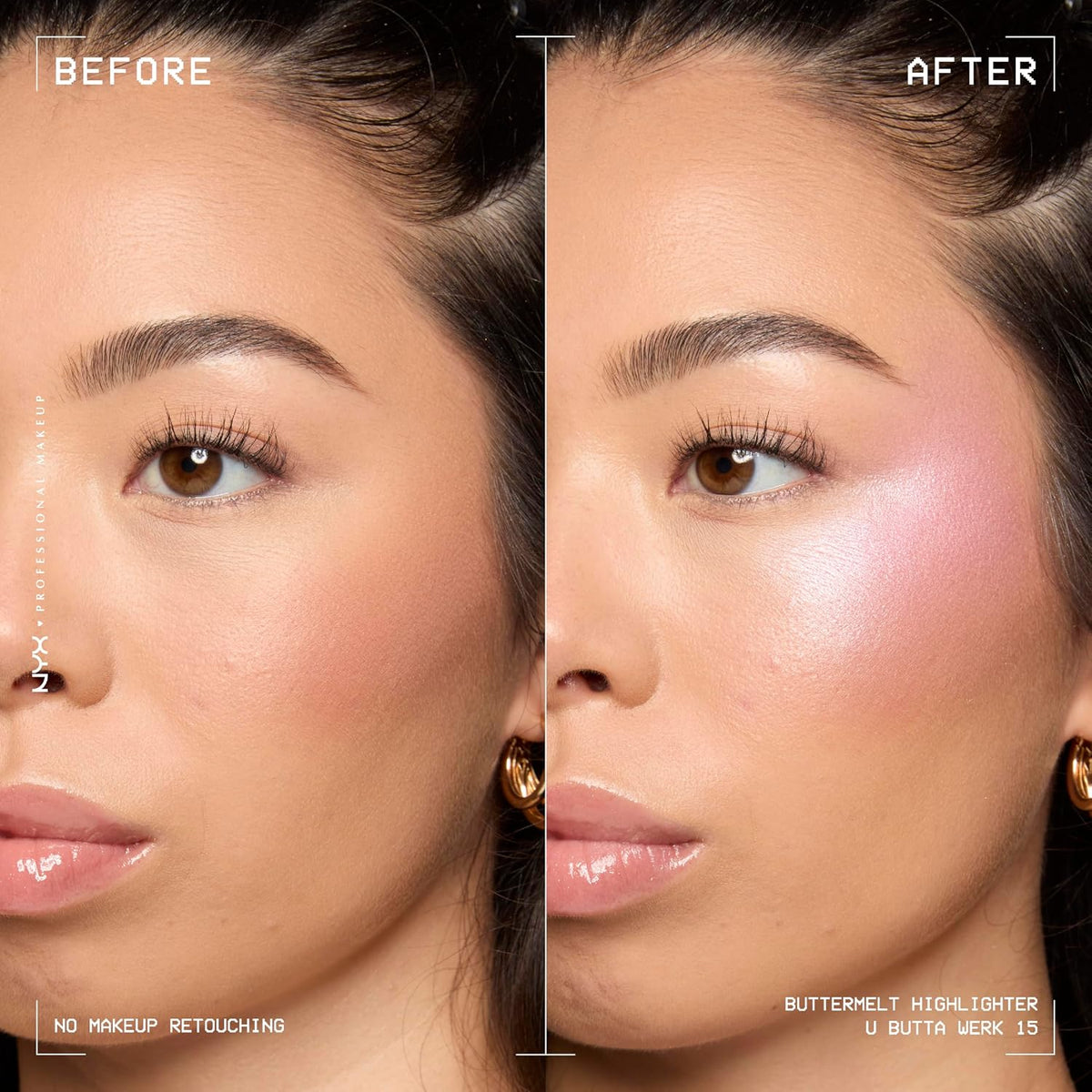 NYX PROFESSIONAL MAKEUP Buttermelt Highlighter, Powder Highlighter Makeup, With Up to 12H Wear and High Impact Glow - 15 U Butta Werk (Frosty Pink) - Image 2