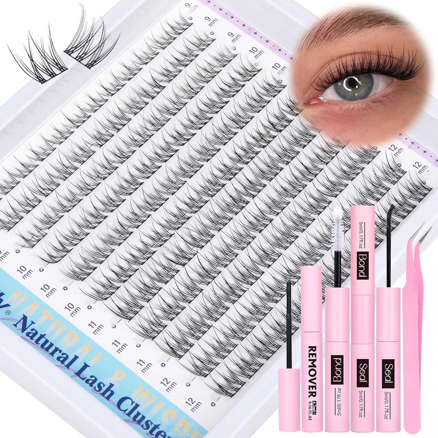 Newcally natural lash clusters DIY extension kit full set