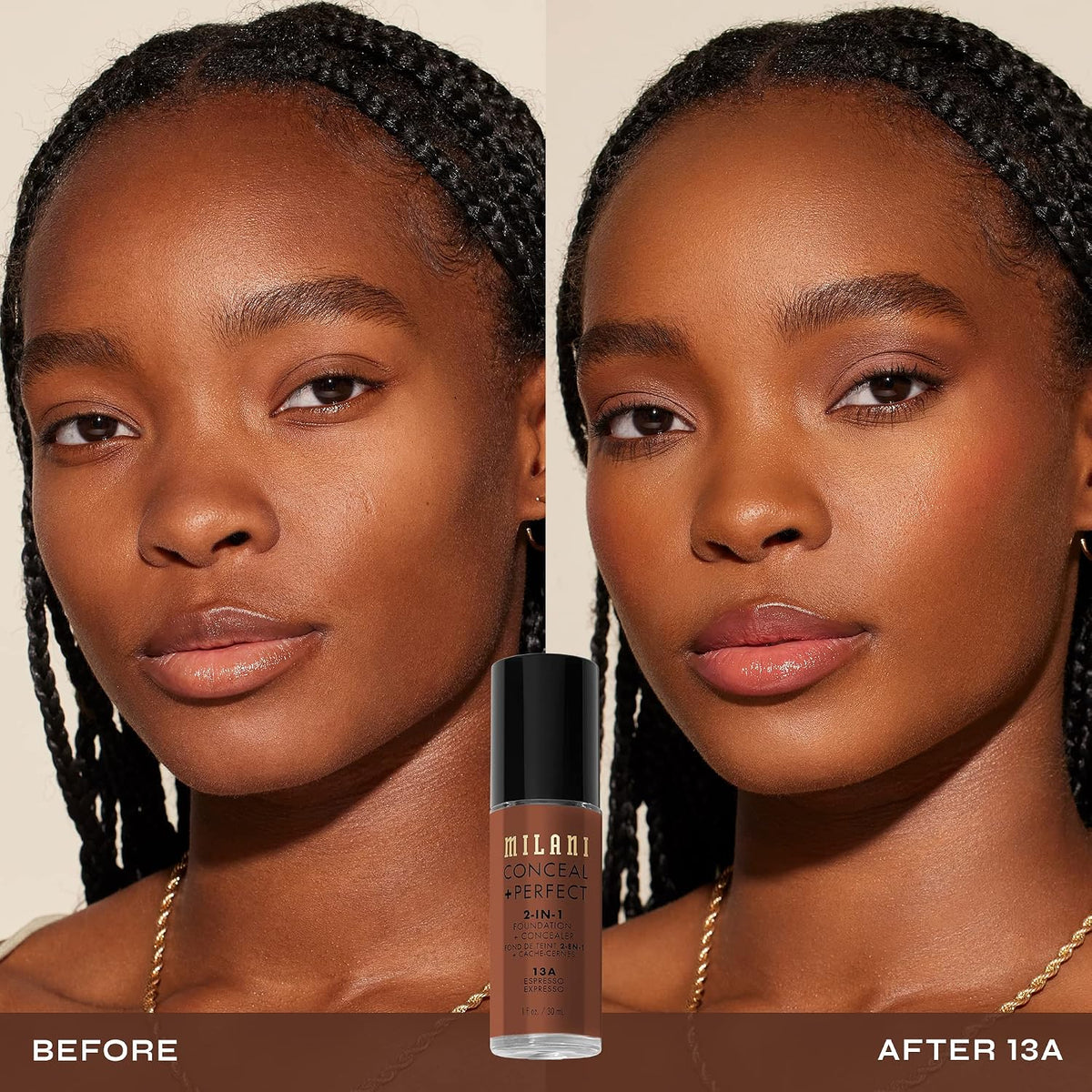 Liquid texture swatch of Milani Conceal and Perfect foundation