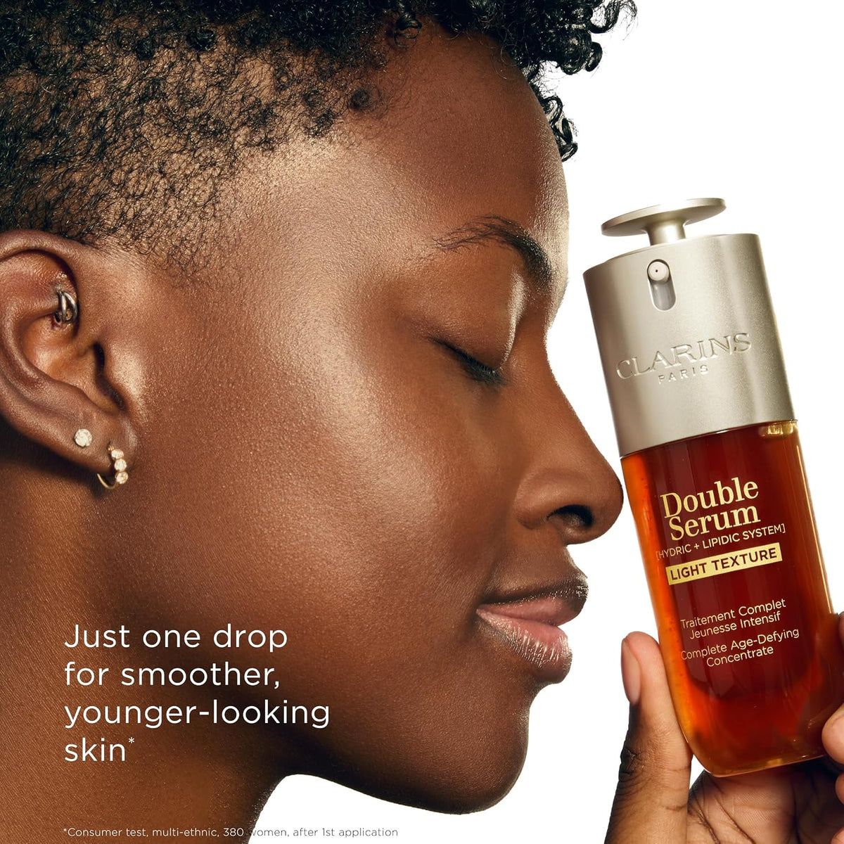 Clarins Double Serum Light Texture side profile bottle view