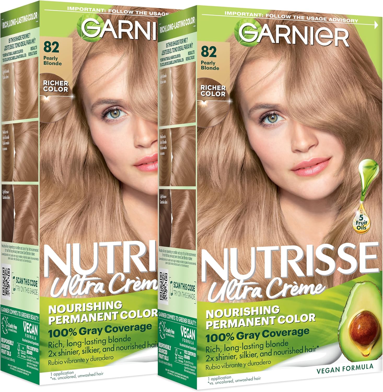 Garnier Nutrisse Ultra Creme 82 Pearly Blonde front view hair dye packaging