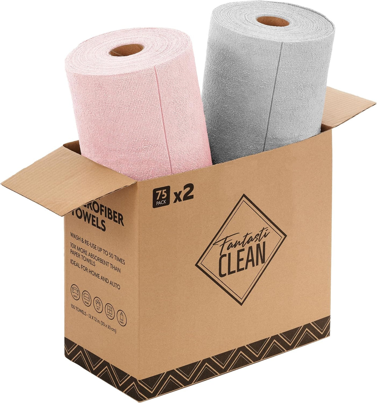 Fantasticlean Microfiber Cleaning Cloth Roll-75 Sheets, 12" x 12" (Purple) | Super Absorbent, Lint-free, Tear-away Microfiber Towel Roll, for All-Purpose Cleaning, Reusable Alternative to Paper Towels - Image 12