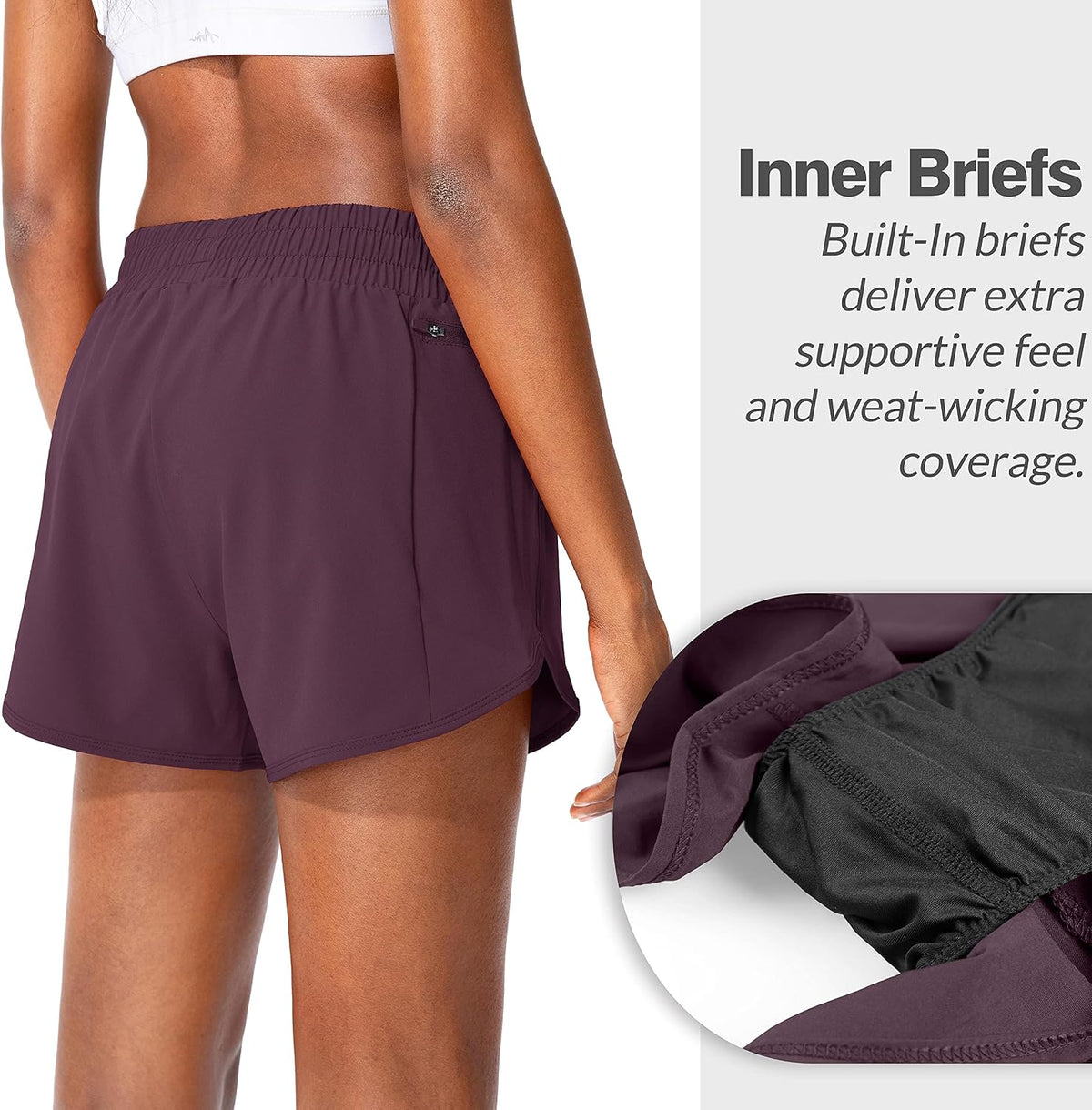 Soothfeel athletic shorts built in liner view