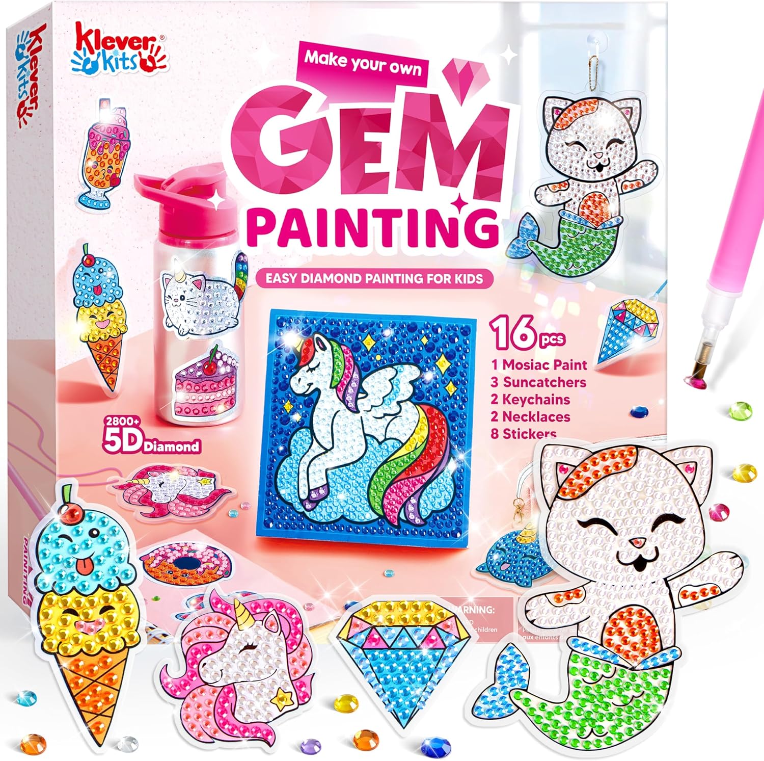 Klever Kits 16 Projects Gem Painting Kit front view