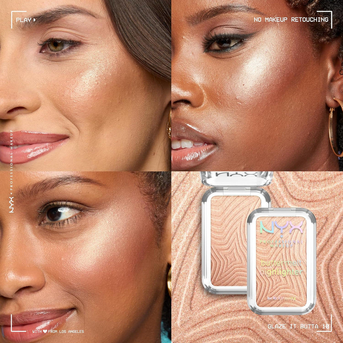 NYX PROFESSIONAL MAKEUP Buttermelt Highlighter, Powder Highlighter Makeup, With Up to 12H Wear and High Impact Glow - 10 Glaze It Butta (Light Bronze) | Creamy melting texture, 12h non-transfer hold, holographic iridescent finish, vegan formula - Image 4