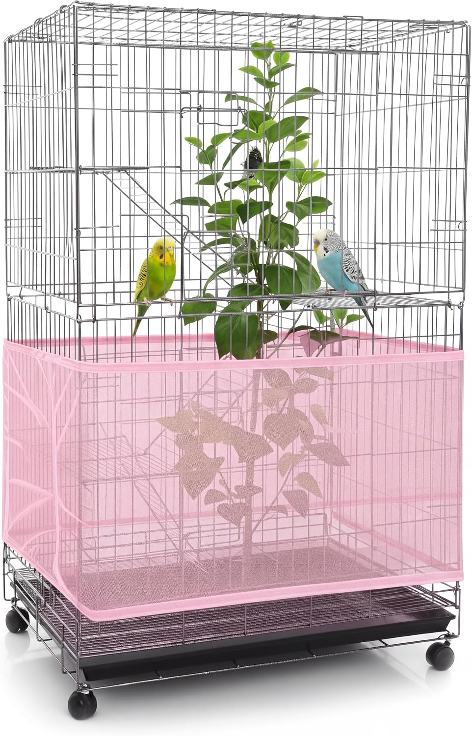 Shappy Bird Cage Net Cover Seed Catcher, 118 x 15 Inch/ 300 x 37 cm, Yellow - Image 8