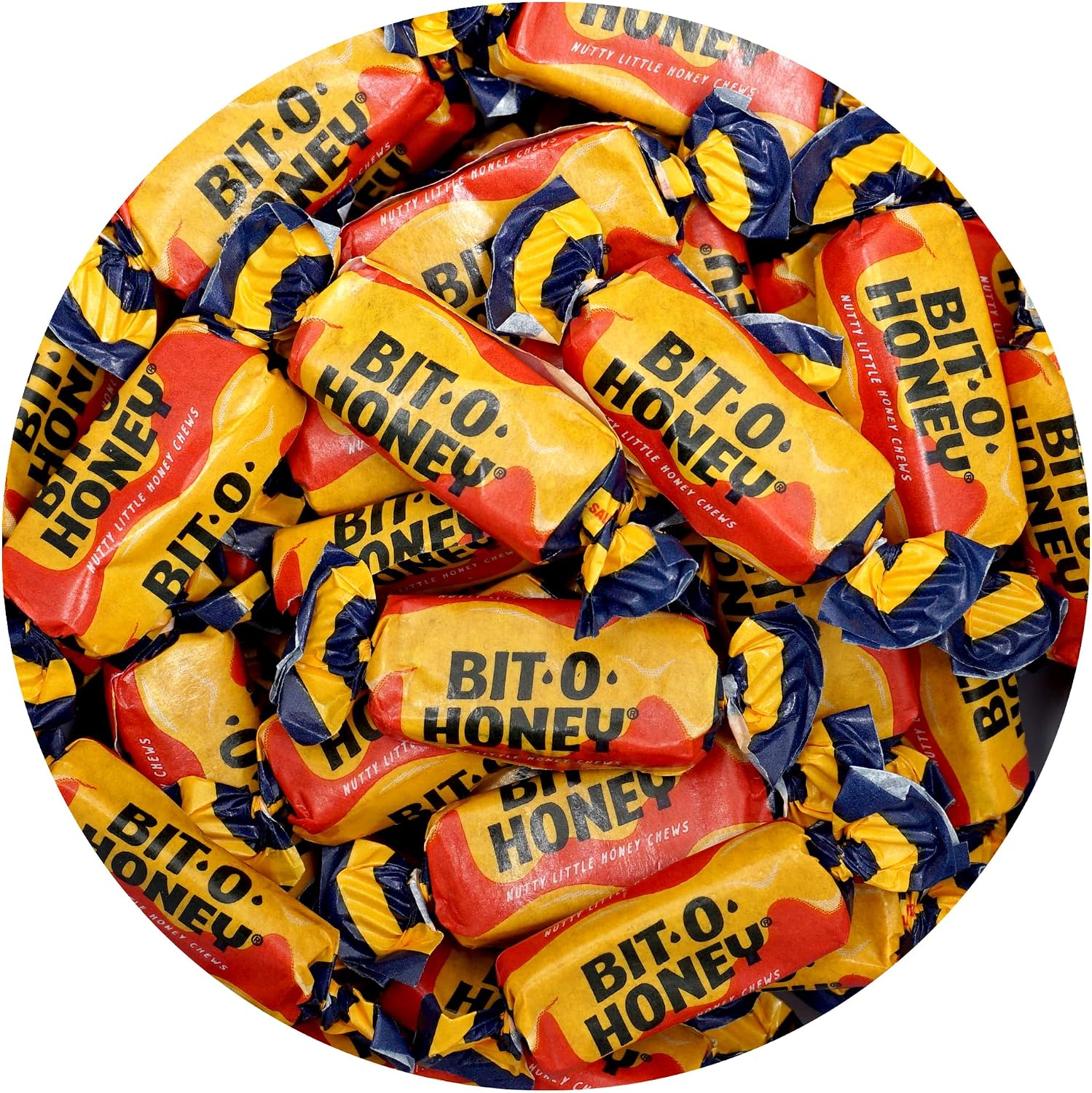 SweetGourmet Bit-O-Honey Candy 2 Pound Bag front view authentic imported honey taffy