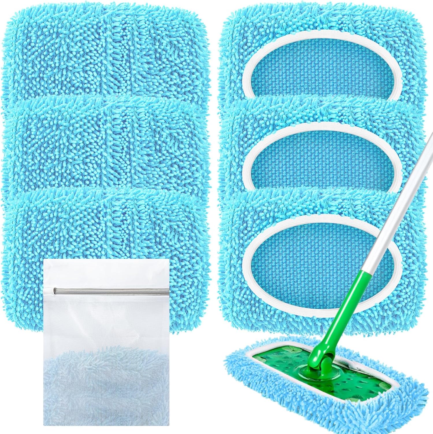 Loveco reusable mop pads front view showing blue microfiber texture